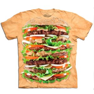 T-shirt med sjovt burgermotiv tryk